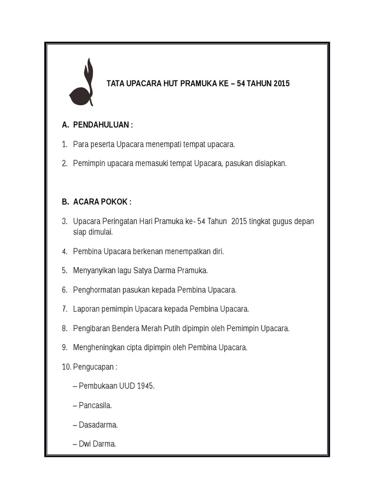 Tata Upacara Hari Pramuka Ke-54 | PDF