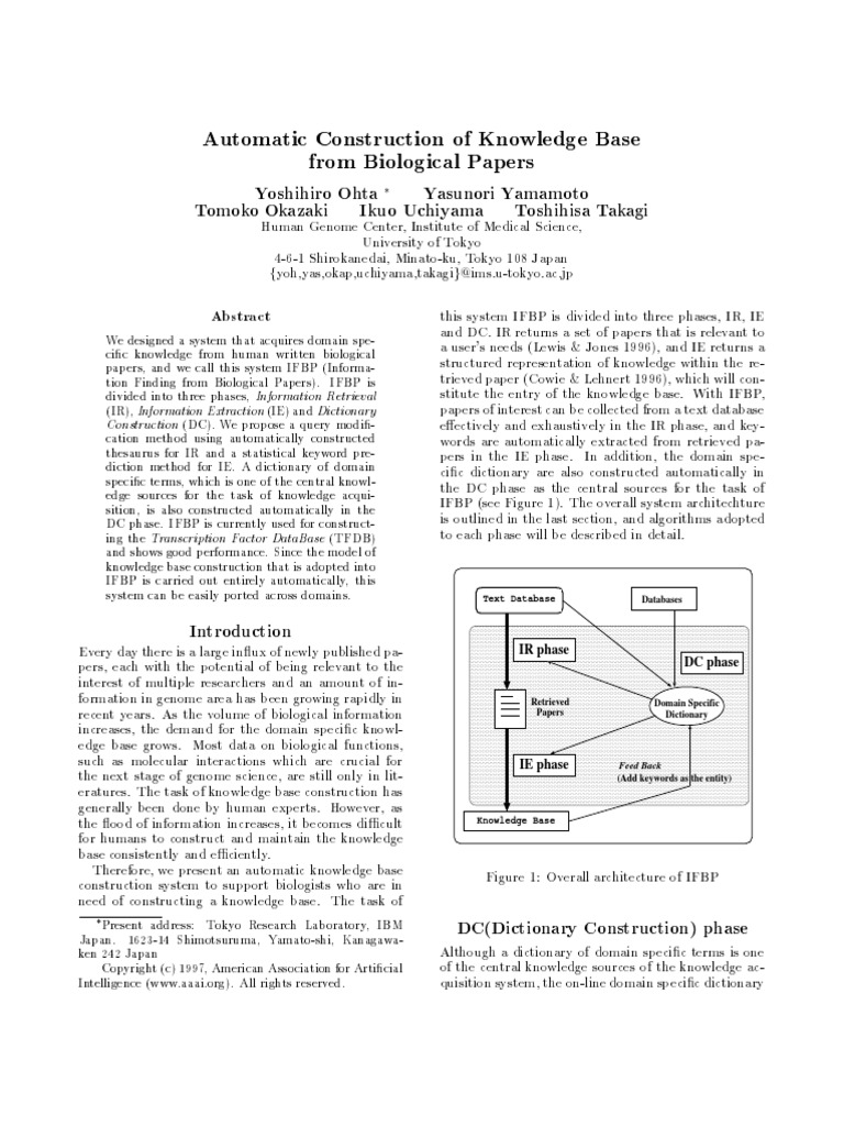 Automatic Construction of Knowledge Base From Biological Papers | PDF ...