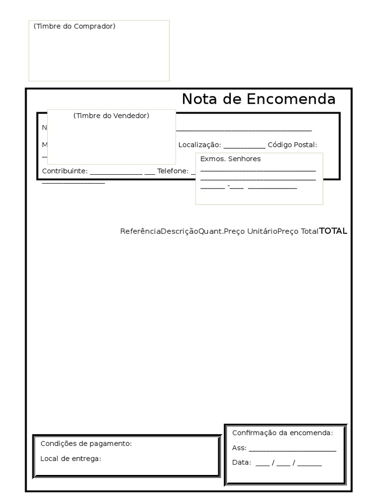 Nota de Encomenda Guia de Remessa | PDF