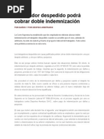 Trabajador Despedido Podrá Cobrar Doble Indemnización