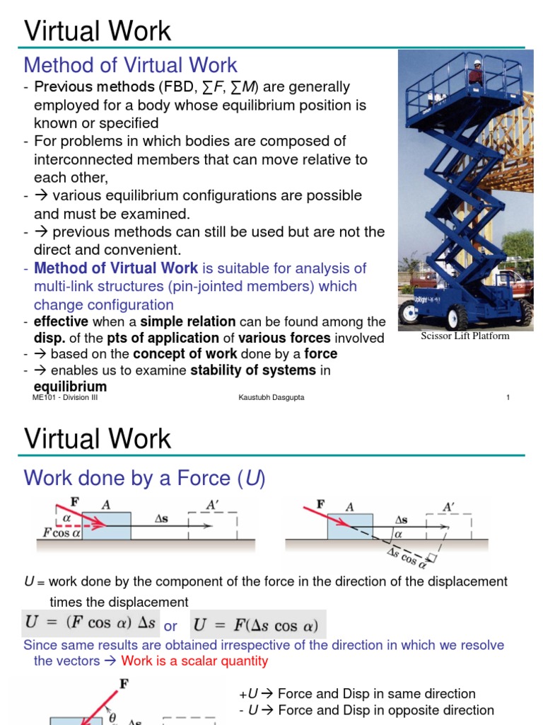 Principle of Virtual Work | PDF | Force | Classical Mechanics