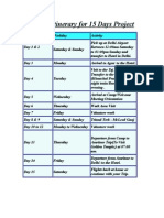 Project Itinerary For 15 Days Project