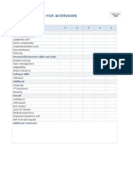 Evaluation Form FOR Interviews: Statement 5 4 3 2 1 Interpersonal Skills