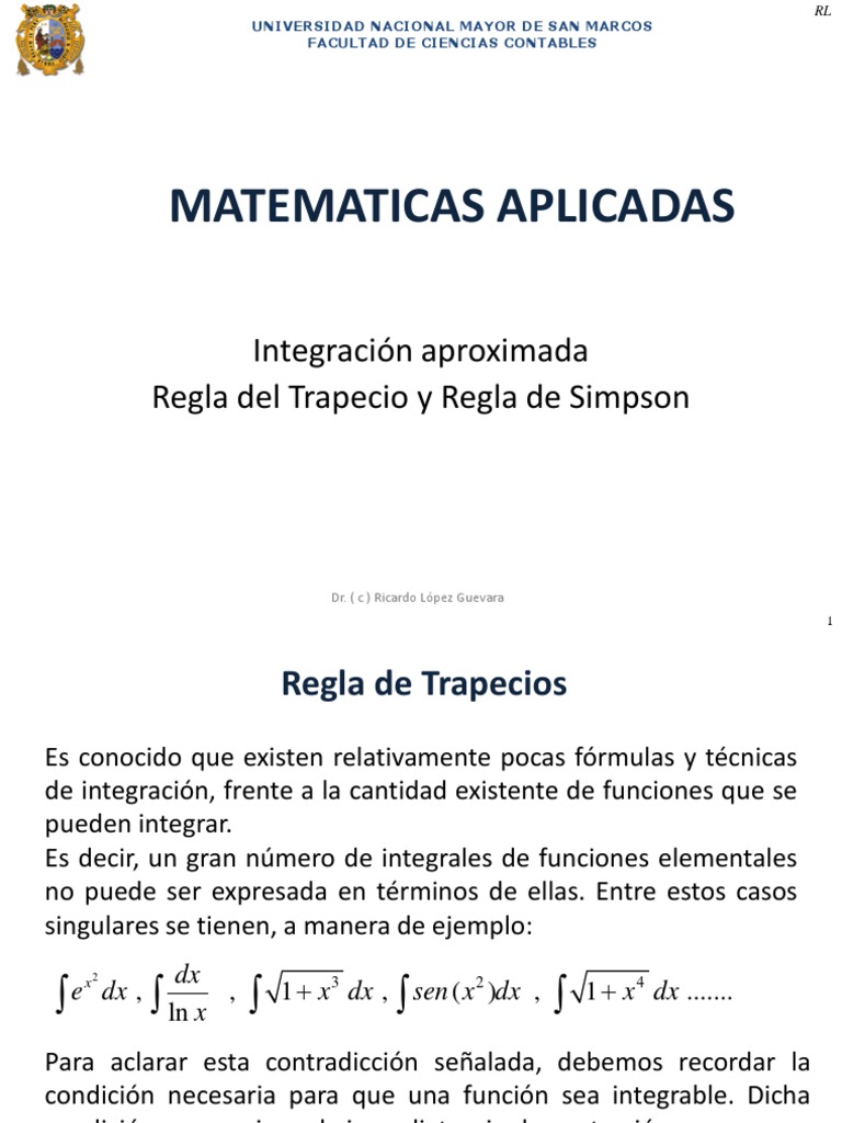 Integración AproximadaRegla Del Trapecio y Regla de Simpson PDF