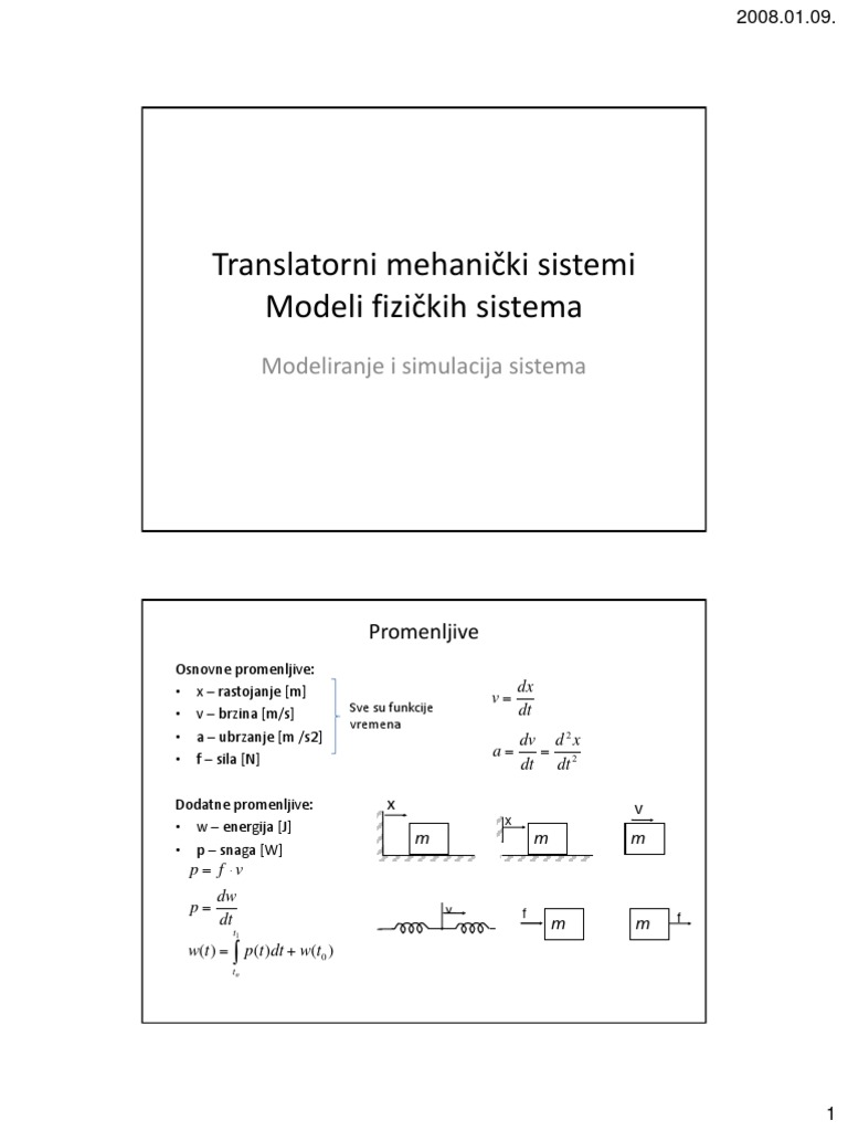 Translatorni Mehanicki Sistemi 2007 | PDF