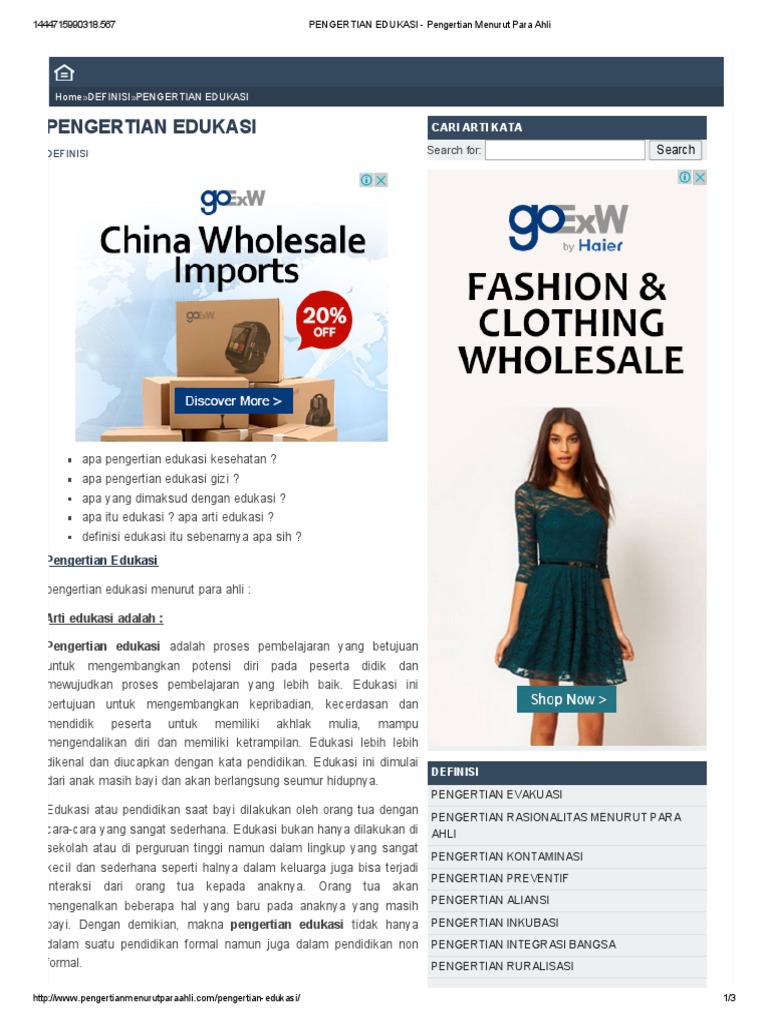 PENGERTIAN EDUKASI Pengertian Menurut  Para  Ahli  PENGERTIAN EDUKASI Pengertian Menurut  Para  Ahli