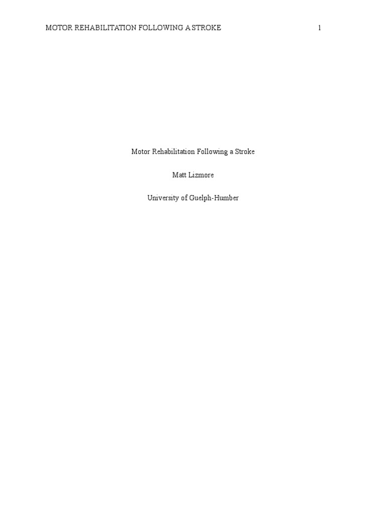 Motor Rehabilitation Following A Stroke-Final | PDF | Stroke | Physical ...