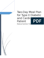 Two-Day Meal Plan For Type II Diabetic and Cardiovascular Patient