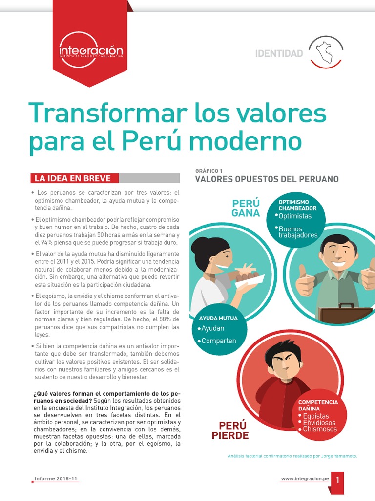 Valores Sociales en el Perú 2015 | PDF | Organización para la ...