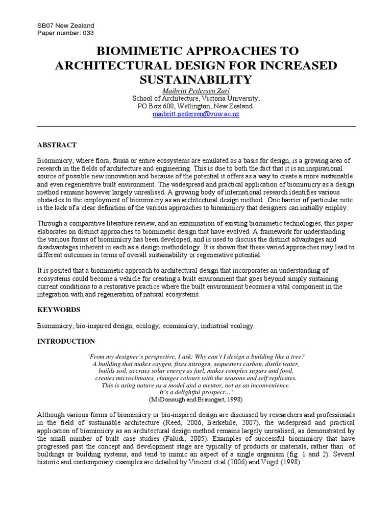 Biomimetic Approaches To Architectural Design For Increased ...