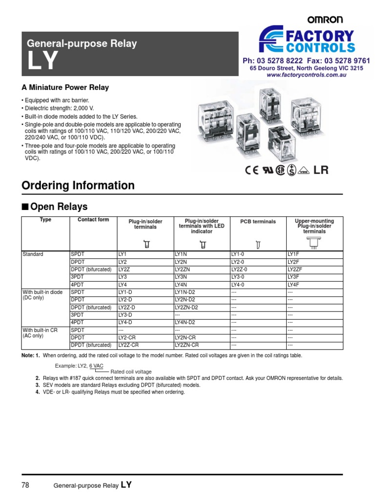 LY Relay Datasheet PDF Relay Switch