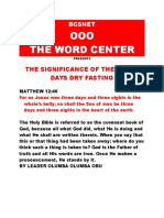 Significance of The Three Days Dryfasting