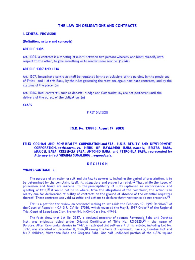 The Law On Obligations and Contracts PDF Lawsuit Laches (Equity)