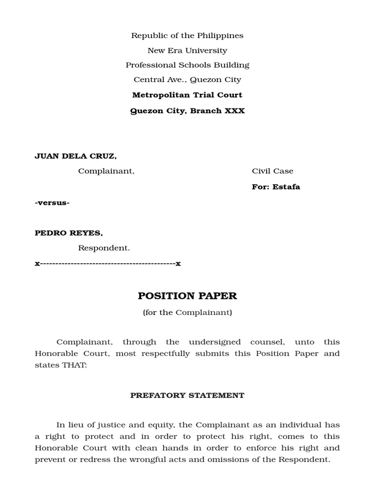 Estafa Case Cheque Pleading