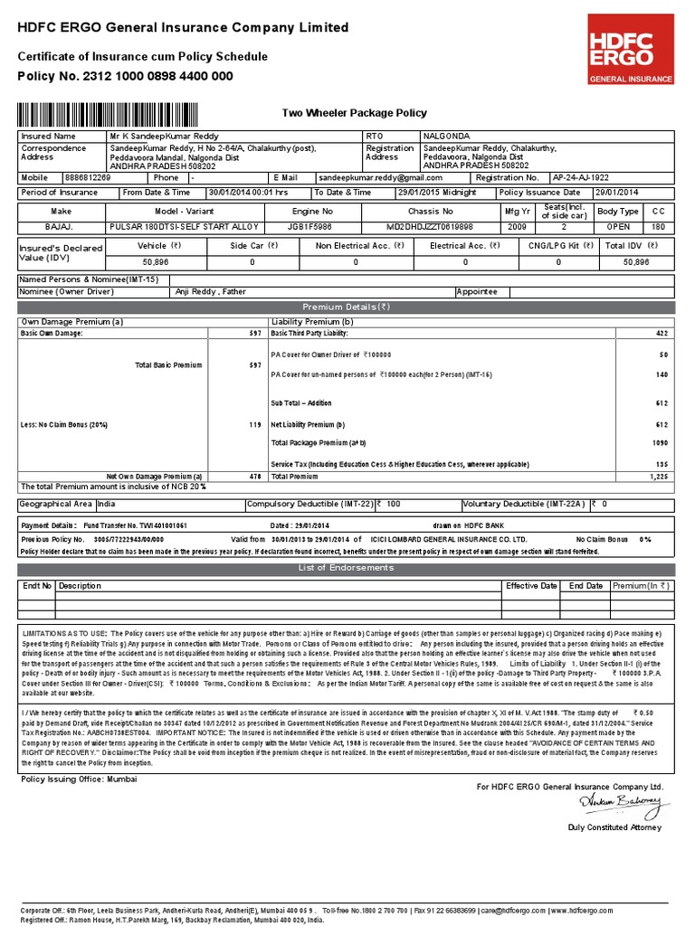 Bike Insurance PDF Deductible Insurance