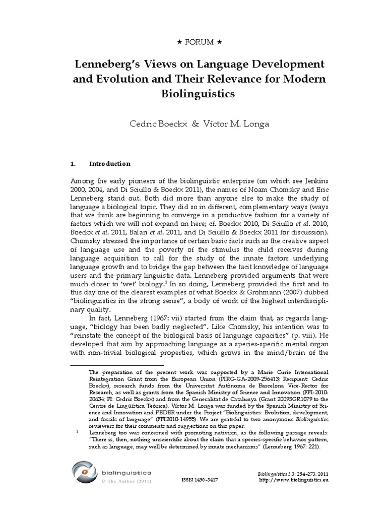 Lenneberg's Insights on Language Evolution | PDF | Gene | Neanderthal