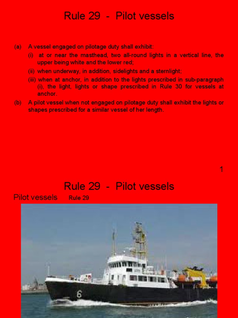 Rule 29 - Pilot Vessels | PDF | Maritime Pilot | Anchor