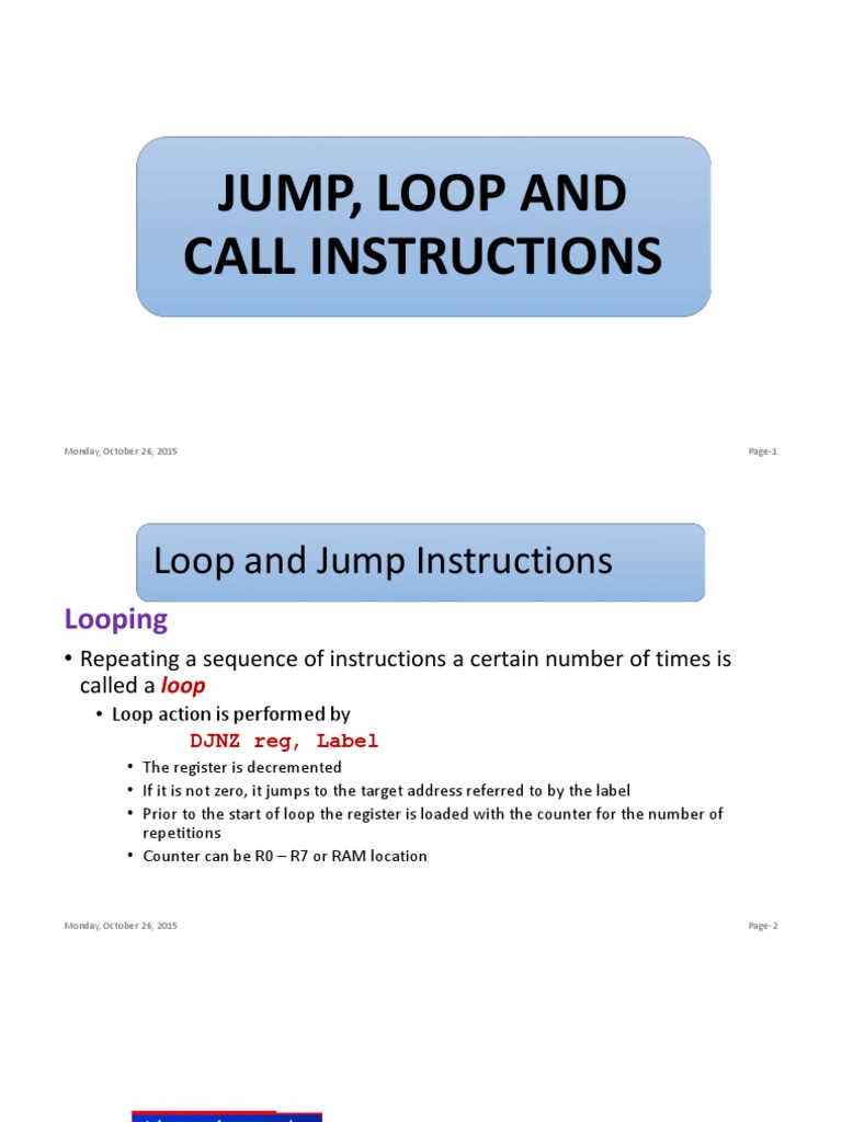 Chapter - 2 - Jump, Loop and Call Instructions | PDF | Instruction Set ...