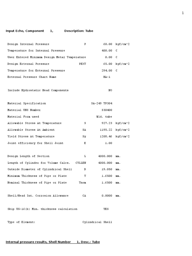 Tube Calculation Word PDF Pipe (Fluid Conveyance) Pressure