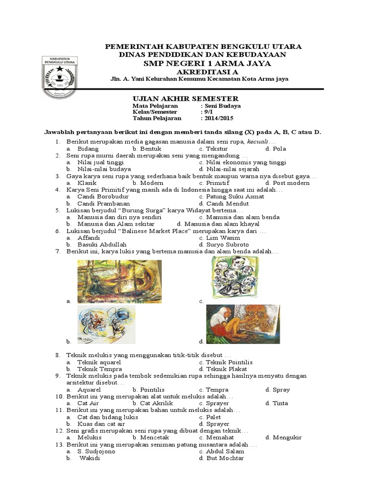 Soal Seni Budaya Smp Kelas 9.doc - Soal Sekolah