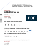 Music Magazine Questionnaire