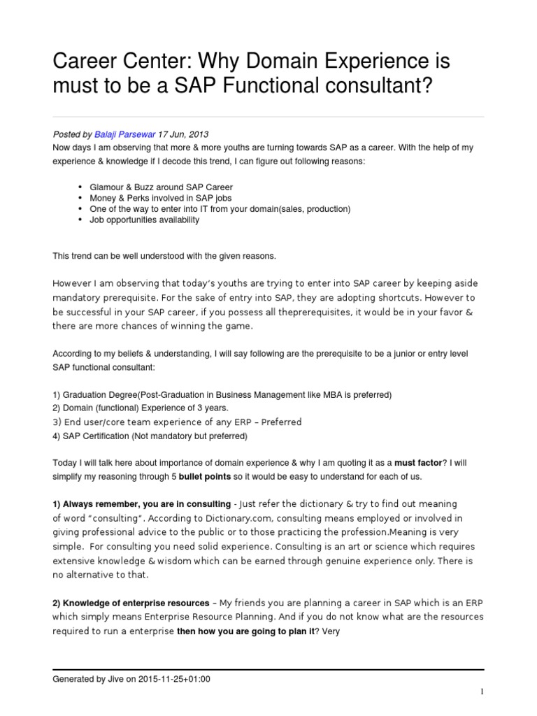 Importance of Domain Experience in SAP | PDF | Business Process ...