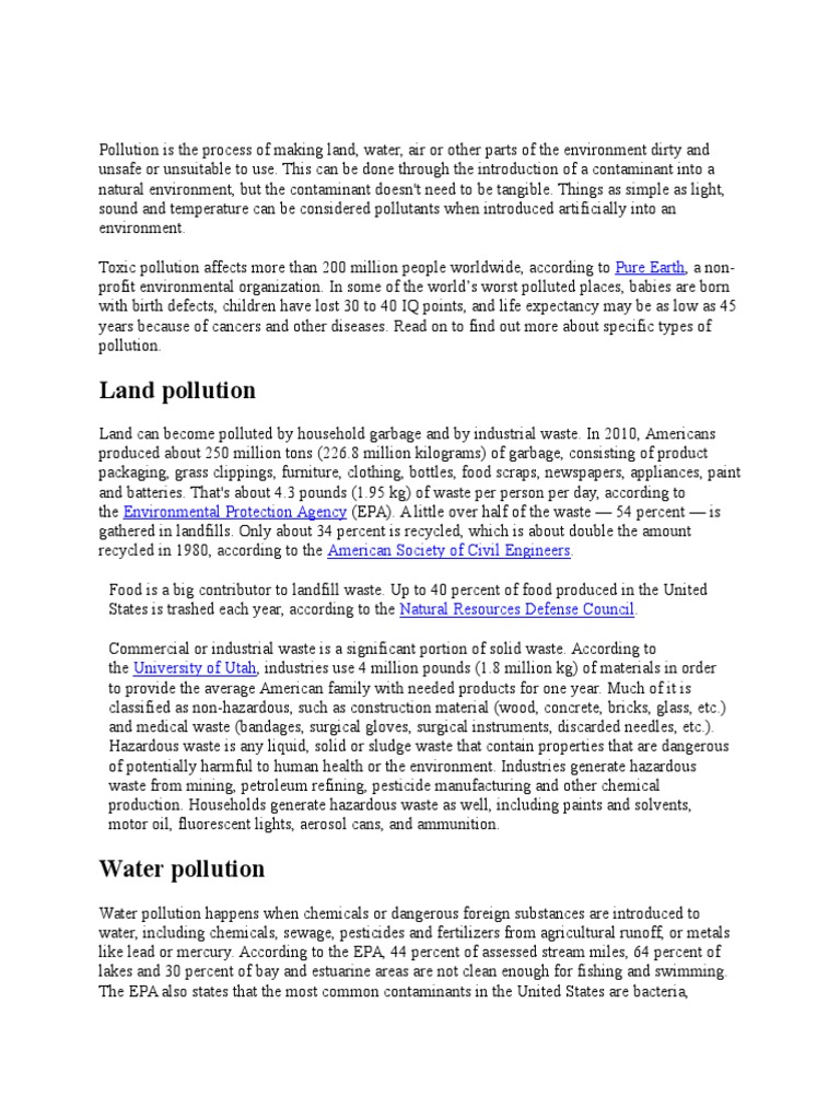 Overview of Pollution Types and Effects | PDF | Air Pollution | Pollution