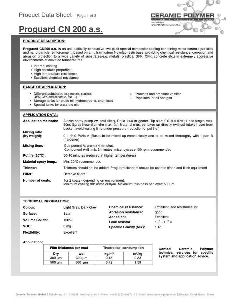 Proguard CN 200 Product Data Sheet | PDF | Corrosion | Concrete