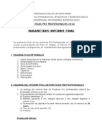 Parametros para Informe Final de Evaluacion de Las Practicas Pre Profesionales Programa Ingenier