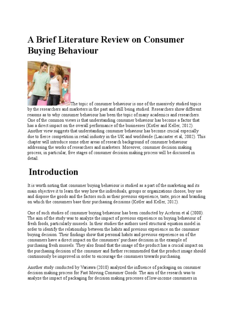 a brief literature review on consumer buying behaviour