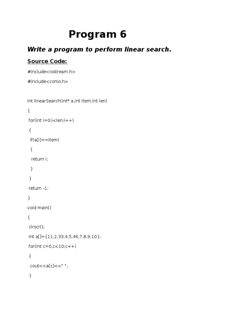 Linear and Binary Search Programs | PDF