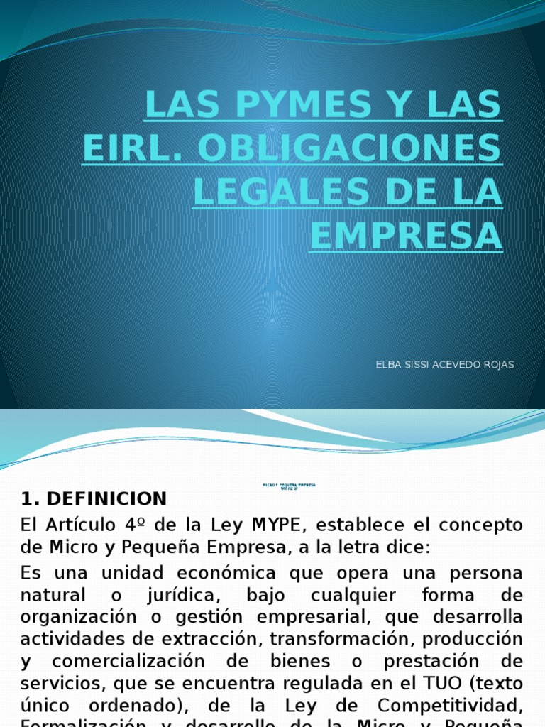 Las Pymes y Las Eirl. Obligaciones