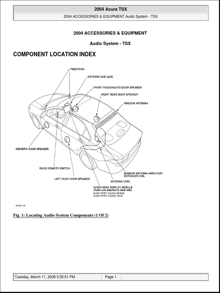 Acura TSX Audio System | Electrical Connector | Loudspeaker