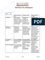 We Will Rock You Rubric