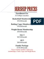Membership Prices November