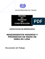 #019 Rendimientos Mano de Obra Construccion