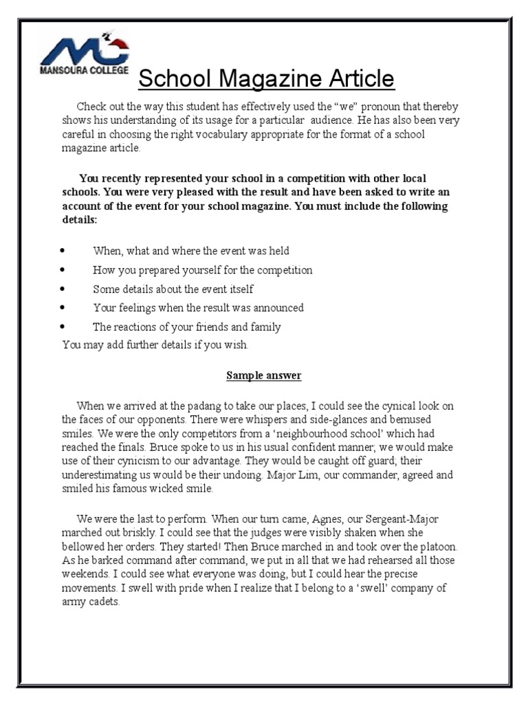 MAGAZINE ARTICLE EXAMPLE FOR STUDENTS intelligence overview