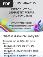 Discourse Analysis Linguistic Forms and Function