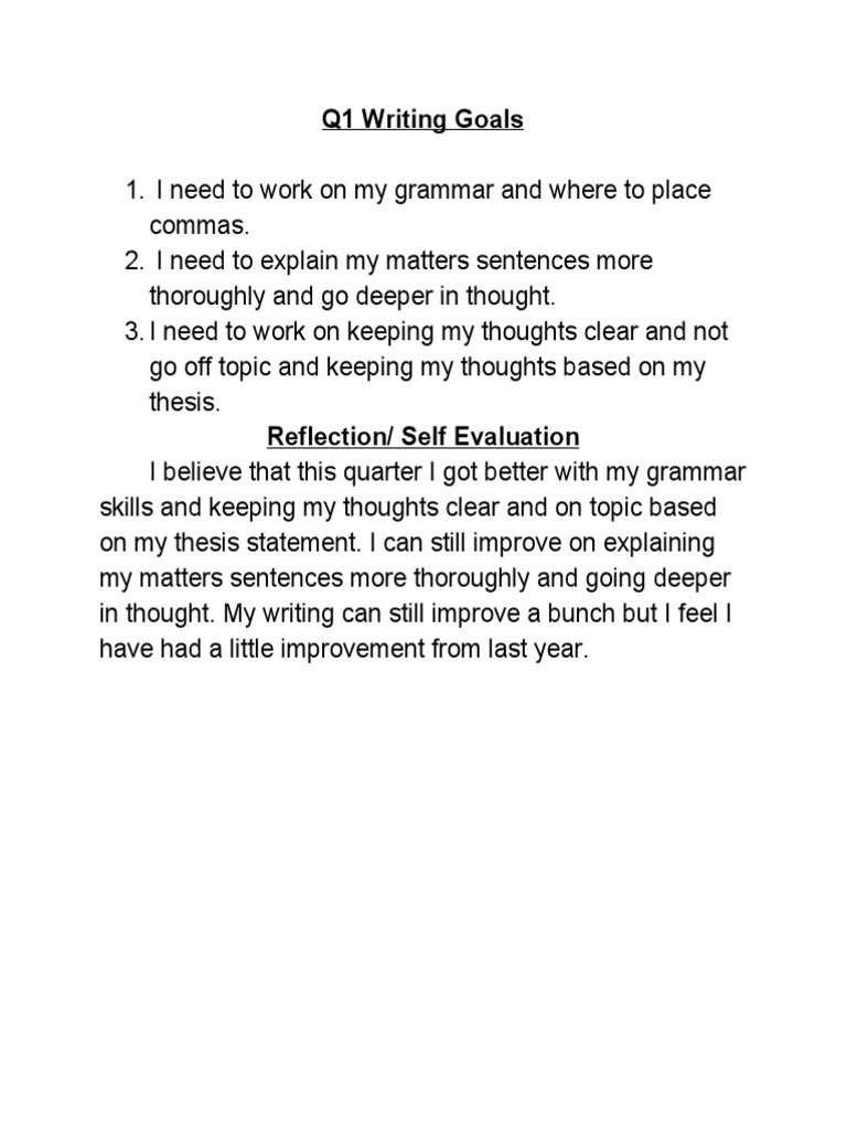 Q1 Writing Goals and Reflection | PDF | Career & Growth