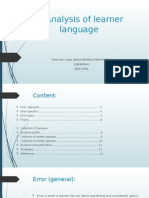 Analysis of Learner Language: Done By: Layla Obaid Abdalla (H00298446) 12B3EPR01 EDU 2302