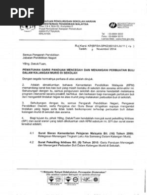 Pematuhan Garis Panduan Mencegah Dan Menangani Perbuatan Buli Dalam Kalangan Murid Di Sekolah Pdf Pdf