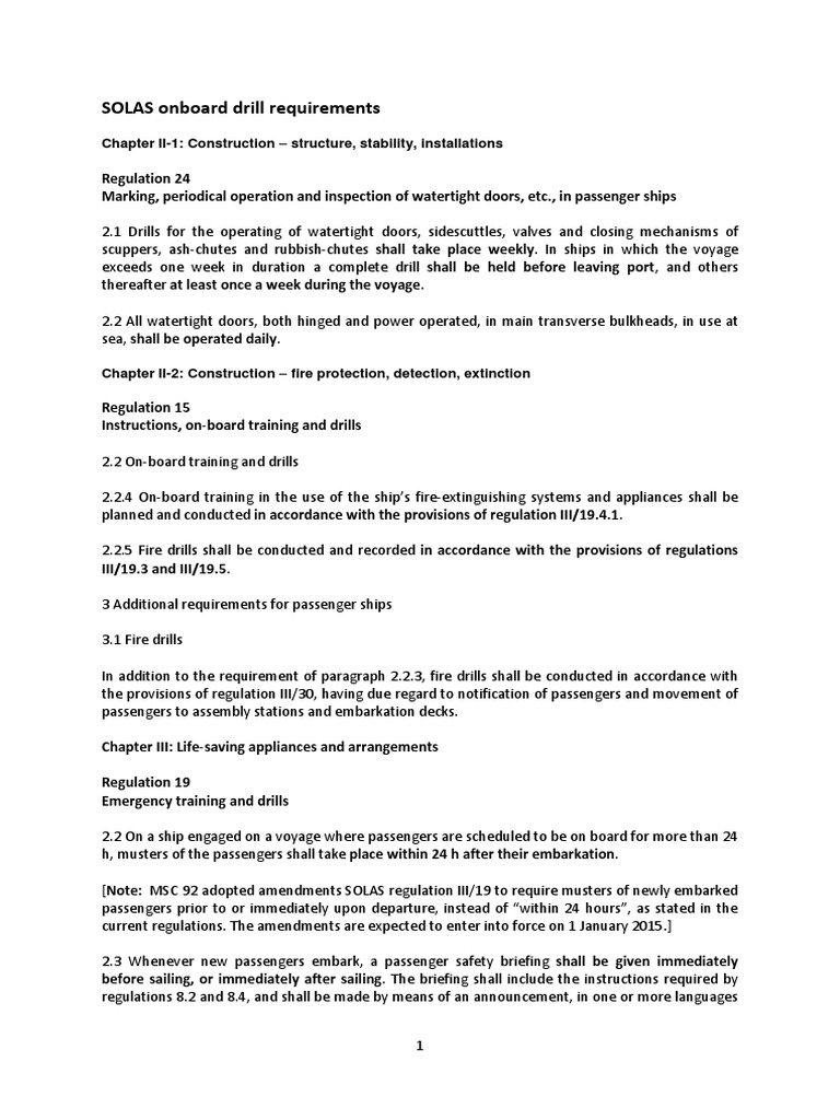 SOLAS Onboard Drill Requirements PDF