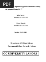 GC University Lahore: Role of Media in Promoting Political Awareness Among The People of Jhang UC 77