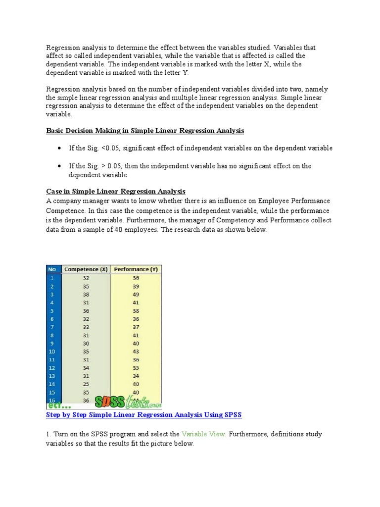 Basic Decision Making in Simple Linear Regression Analysis | PDF