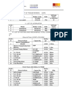 I .List of Transformers Date:: Si.N O Descriotion Capacity Volta Ge Qty