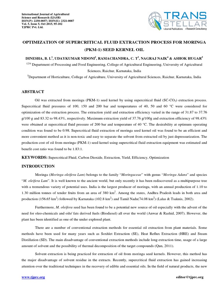 Agri Sci - Ijasr - Optimization of Supercritical Fluid | PDF ...