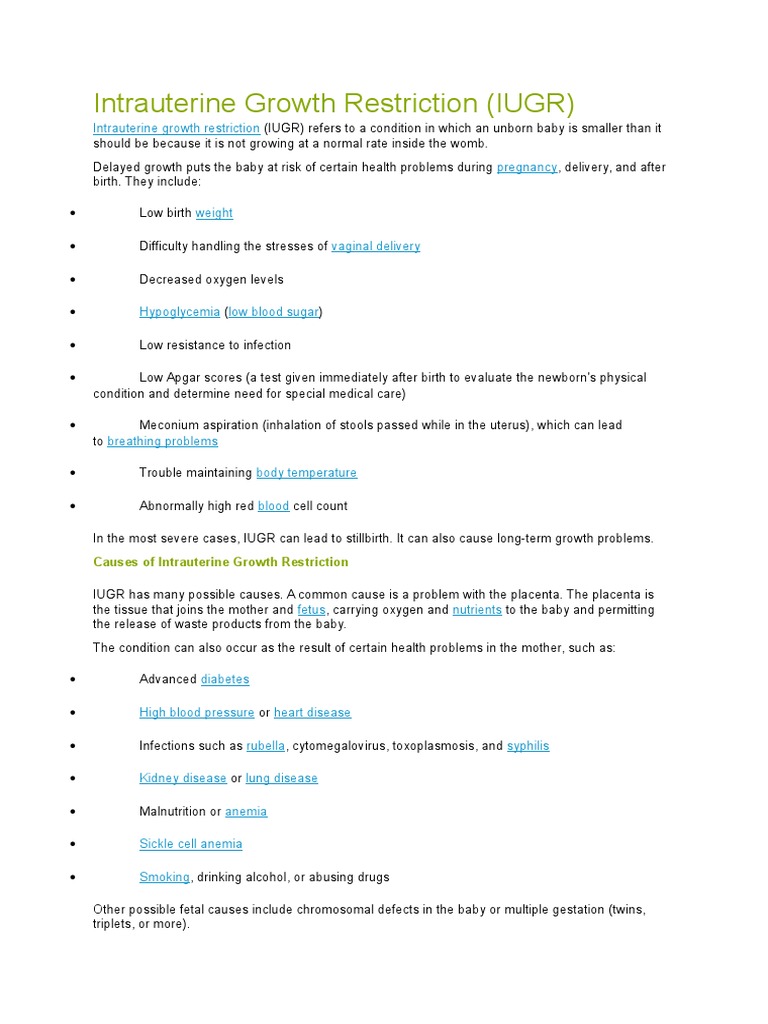 Intrauterine Growth Restriction | PDF | Fetus | Childbirth
