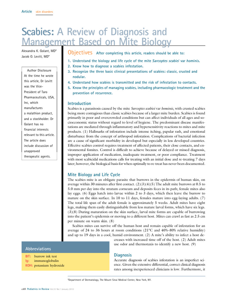 Scabies PDF Health Sciences Immunology