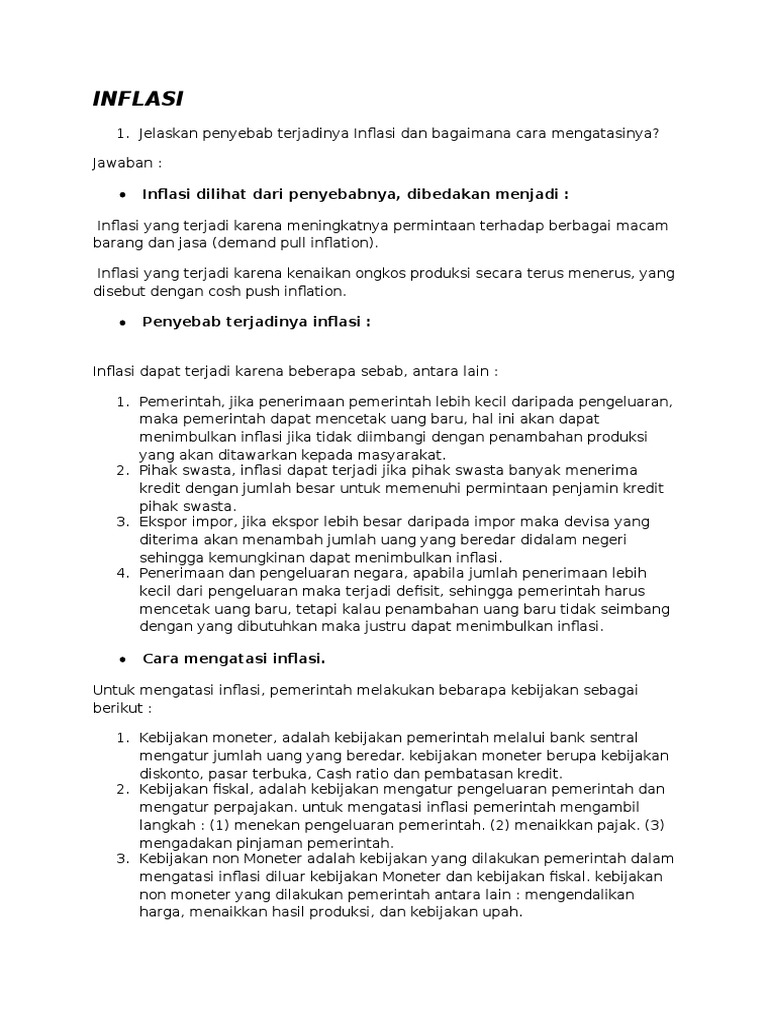 Soal Dan Jawaban Inflasi