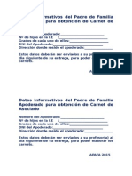 Datos Informativos Del Padrrrrrre de Familia Apoderado para Obtención de Carnet de Asociado